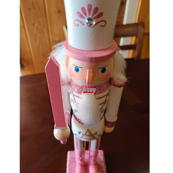 Pink Nutcracker Soldier Christmas Decor Holiday Xmas Decoration Wooden Statue - Picture 7 of 14